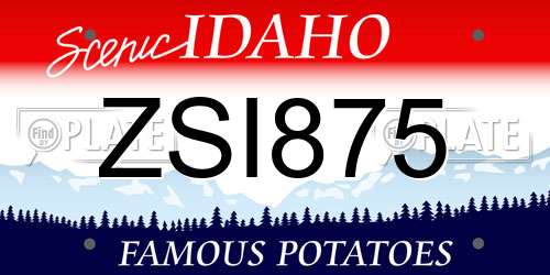 ZSI875 Idaho License Plate