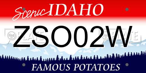 ZSO02W Idaho License Plate