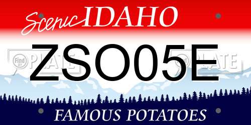 ZSO05E Idaho License Plate