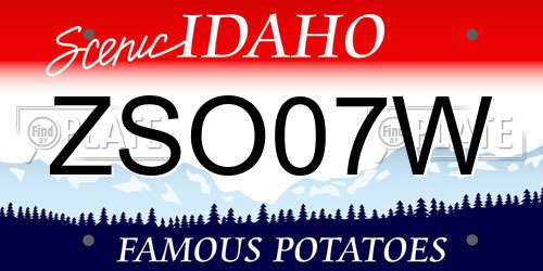 ZSO07W Idaho License Plate