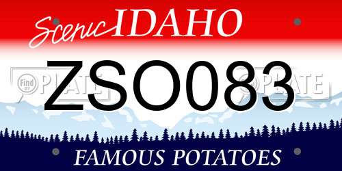 ZSO083 Idaho License Plate