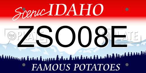 ZSO08E Idaho License Plate