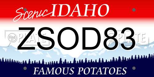 ZSOD83 Idaho License Plate