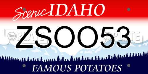 ZSOO53 Idaho License Plate