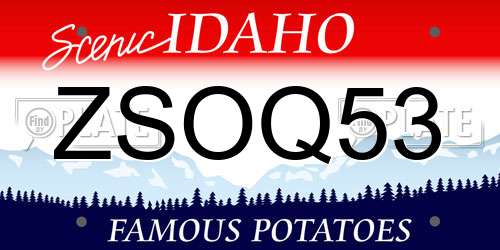 ZSOQ53 Idaho License Plate