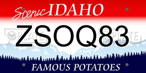 ZSOQ83 Idaho License Plate