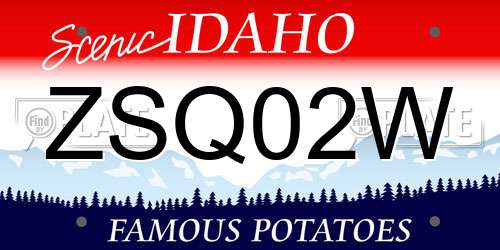 ZSQ02W Idaho License Plate