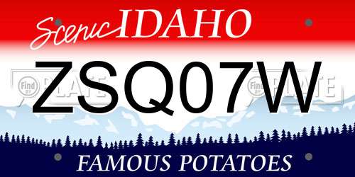ZSQ07W Idaho License Plate
