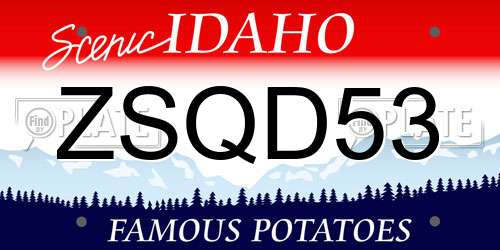 ZSQD53 Idaho License Plate
