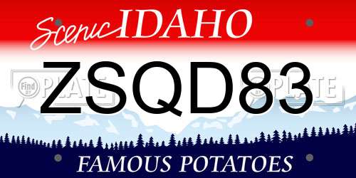 ZSQD83 Idaho License Plate