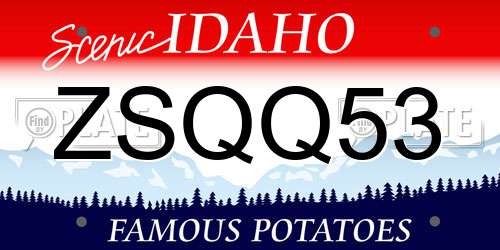 ZSQQ53 Idaho License Plate