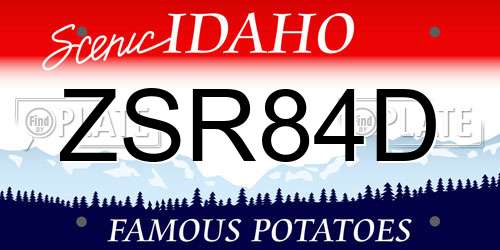 ZSR84D Idaho License Plate