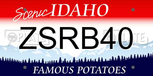 ZSRB40 Idaho License Plate