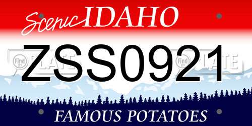 ZSS0921 Idaho License Plate