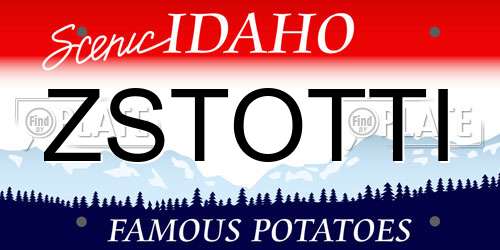 ZSTOTTI Idaho License Plate