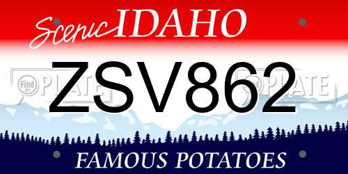 ZSV862 Idaho License Plate