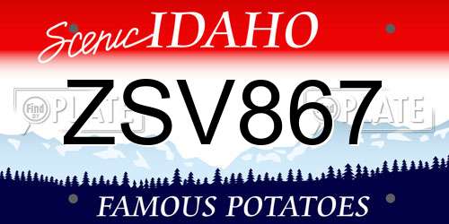 ZSV867 Idaho License Plate