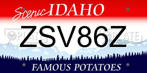 ZSV86Z Idaho License Plate