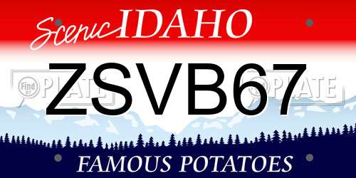 ZSVB67 Idaho License Plate