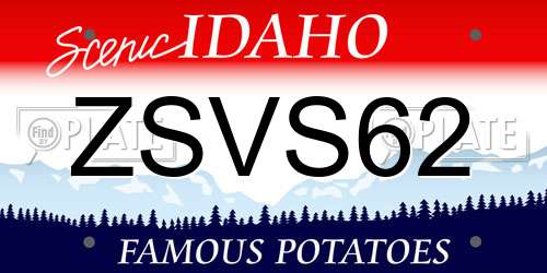 ZSVS62 Idaho License Plate