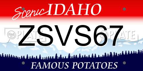 ZSVS67 Idaho License Plate