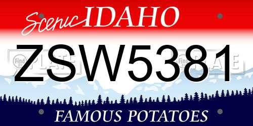 ZSW5381 Idaho License Plate