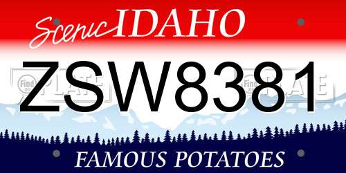 ZSW8381 Idaho License Plate
