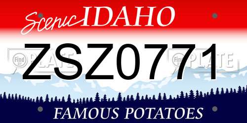 ZSZ0771 Idaho License Plate