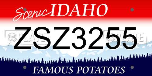 ZSZ3255 Idaho License Plate