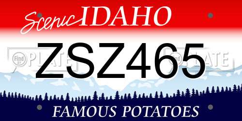 ZSZ465 Idaho License Plate