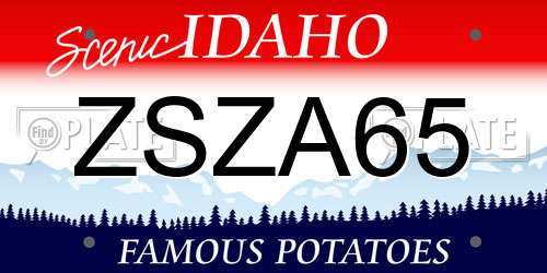 ZSZA65 Idaho License Plate