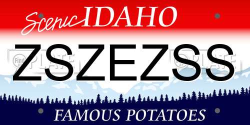 ZSZEZSS Idaho License Plate
