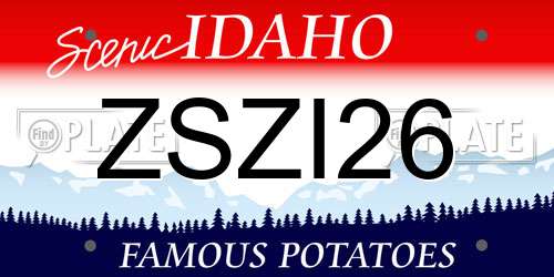 ZSZI26 Idaho License Plate