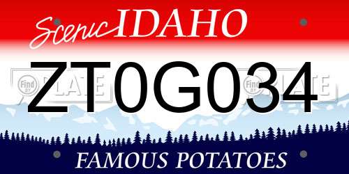 ZT0G034 Idaho License Plate