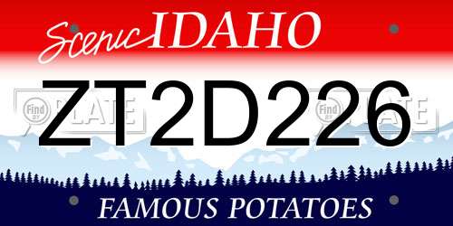 ZT2D226 Idaho License Plate