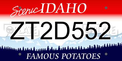 ZT2D552 Idaho License Plate