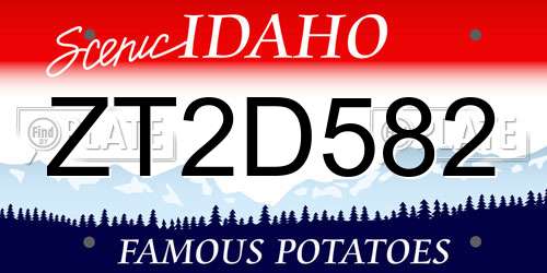ZT2D582 Idaho License Plate