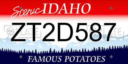 ZT2D587 Idaho License Plate