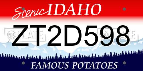 ZT2D598 Idaho License Plate