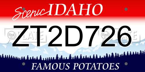 ZT2D726 Idaho License Plate