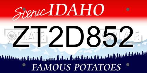 ZT2D852 Idaho License Plate