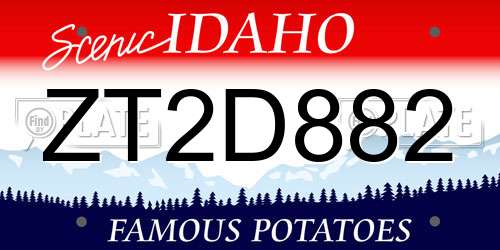 ZT2D882 Idaho License Plate