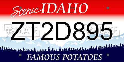 ZT2D895 Idaho License Plate