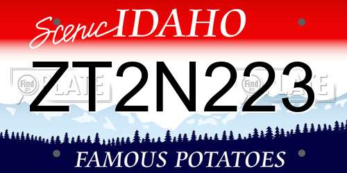 ZT2N223 Idaho License Plate
