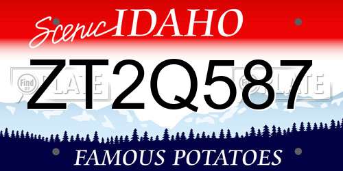 ZT2Q587 Idaho License Plate