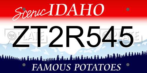ZT2R545 Idaho License Plate