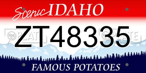 ZT48335 Idaho License Plate