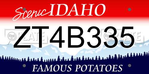 ZT4B335 Idaho License Plate