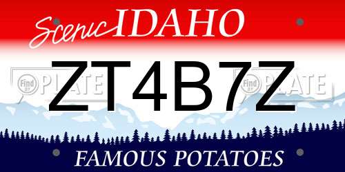 ZT4B7Z Idaho License Plate