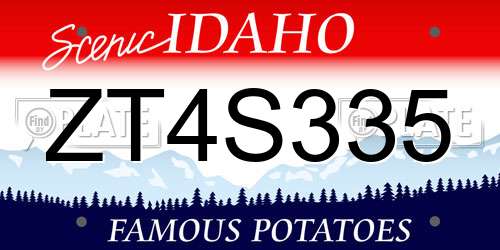 ZT4S335 Idaho License Plate